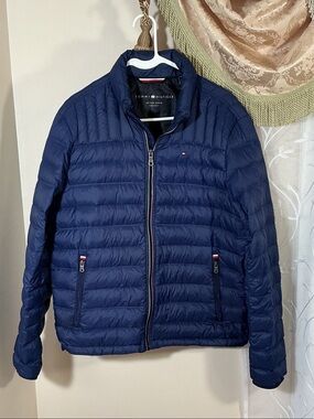 Tommy Hilfiger Men's Navy Quilted Lightweight Down Filled Puffer Jacket Sz M